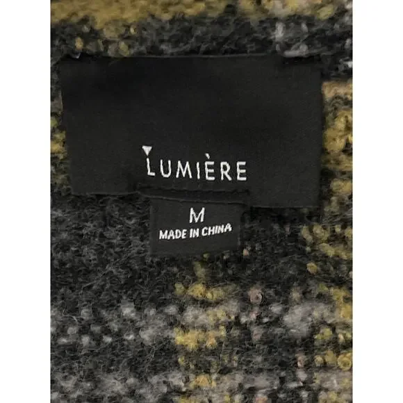 Lumière Coat Jacket Size Medium Gray Plaid Open Front Pockets NWT - Picture 6 of 9